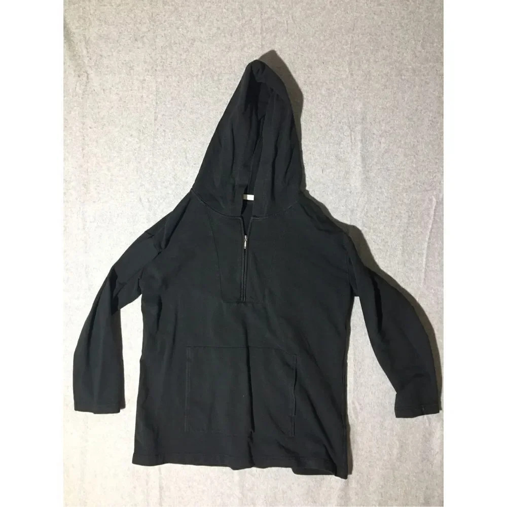 Womens J Jill Hoodie Size Small Black Hoodie Jacket Quarter Zip Cotton Blend